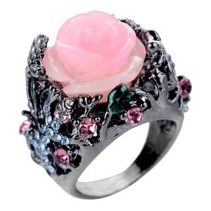 Decorative Ring Nice-looking Rhinestone Flower Design Women Ring